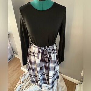 SHEIN Black and Plaid Midi Dress
